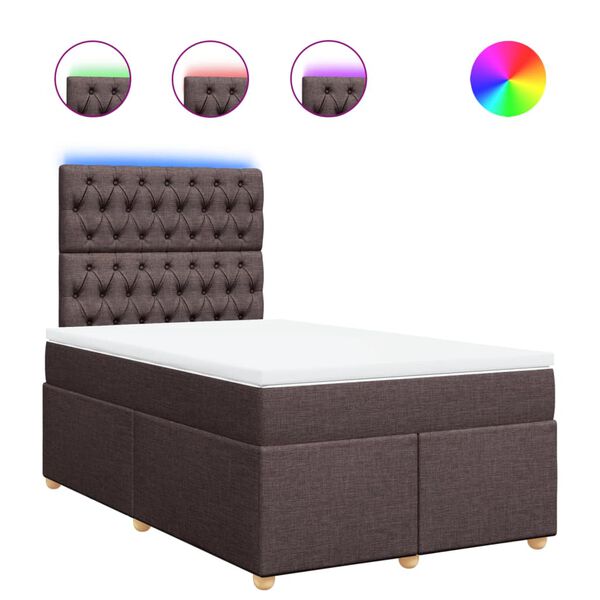 vidaXL Boxspringbett mit Matratze Dunkelbraun 120x200 cm Stoff