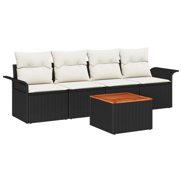 vidaXL Gartensofa-set mit Speicher 5 pcs Schwarz und Creme Poly-Rattan