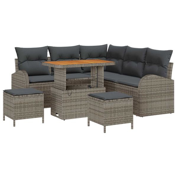 vidaXL Gartensofa-set mit Kissen 8 pcs Grau Poly-Rattan