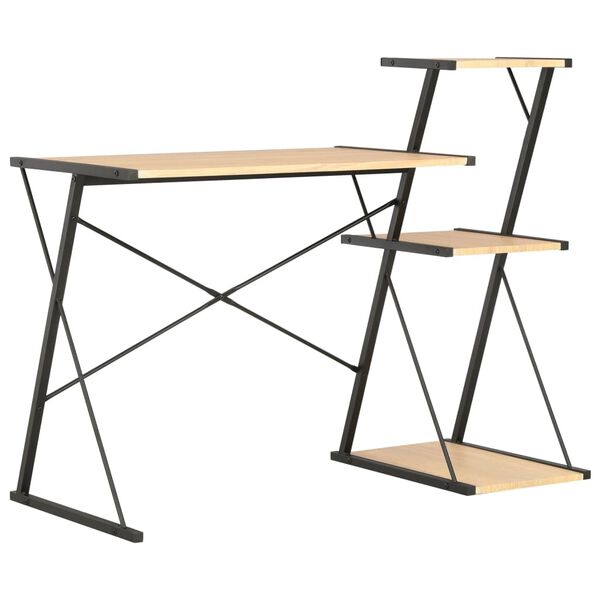 vidaXL Schreibtisch mit Regal Schwarz und Eiche 116&times;50&times;93 cm