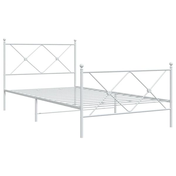 vidaXL Bettgestell mit Kopf- und Fu&szlig;teil Metall Wei&szlig; 100x190 cm