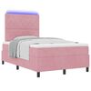 vidaXL LED Boxspringbett mit Matratze Rosa 120 x 200 cm Stoff