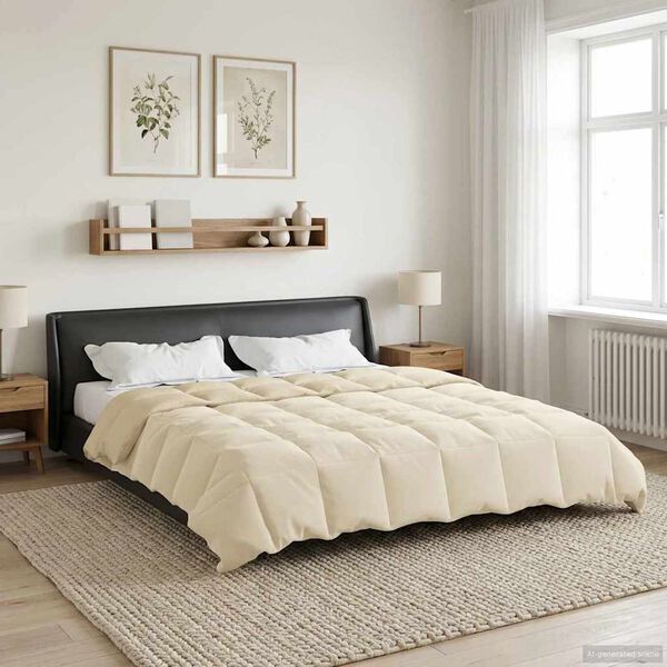 vidaXL Sommerdecke Gepolstert Creme 220 x 260 cm Mikrofaser