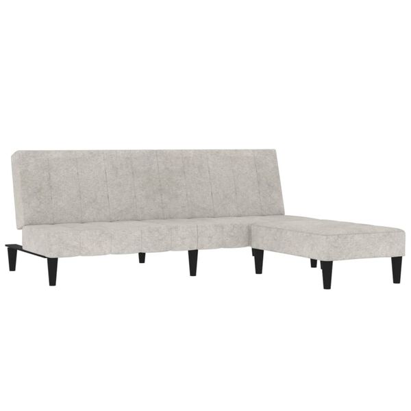 vidaXL Schlafsofa 2-Sitzer mit Hocker Hellgrau Mikrofasergewebe
