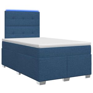 vidaXL Boxspringbett mit Matratze mit Kopfteil Blau 120 x 190 cm Stoff