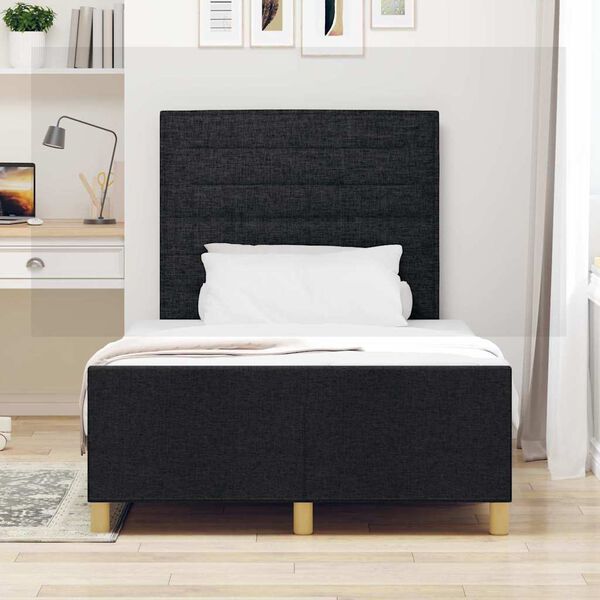 vidaXL Bettgestell mit Kopfteil Schwarz 120 x 200 cm Stoff
