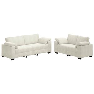 vidaXL 2-teiliges Sofa-Set mit Kissen, cremefarbener Samt