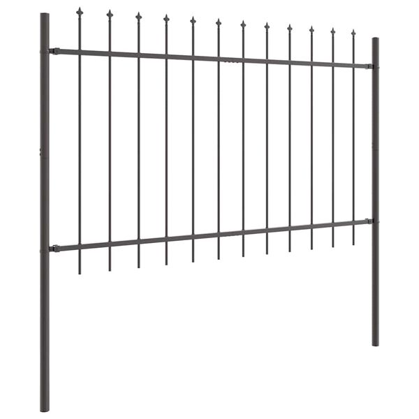 vidaXL Gartenzaun 4 pcs Grau 6,8 x 0,8 m Pulverbeschichteter Stahl