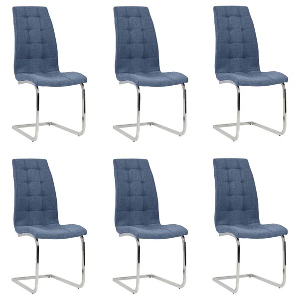 vidaXL Freischwinger 6 Stk. Blau Stoff