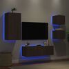 vidaXL 4-tlg. TV-Wohnwand mit LED-Leuchten Braun Eichen-Optik