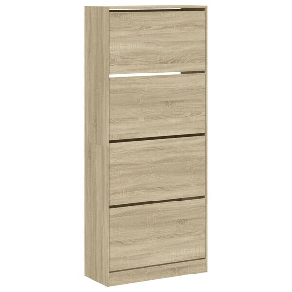 vidaXL Schuhschrank mit 4 Klappen Sonoma-Eiche 80x34x187,5 cm