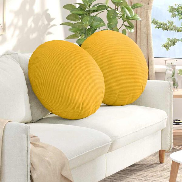 vidaXL Sitzkissen 2 pcs Helles Gelb &Oslash; 60 cm Cordstoff