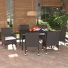 vidaXL 7-tlg. Garten-Essgruppe mit Kissen Poly Rattan Braun