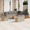 vidaXL 14-tlg. Garten-Sofagarnitur mit Kissen Beige Poly Rattan