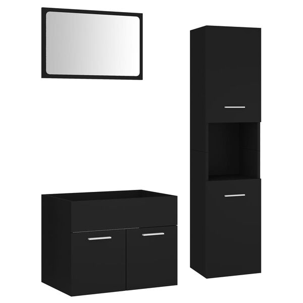 vidaXL Badm&ouml;bel-Set Schwarz Holzwerkstoff