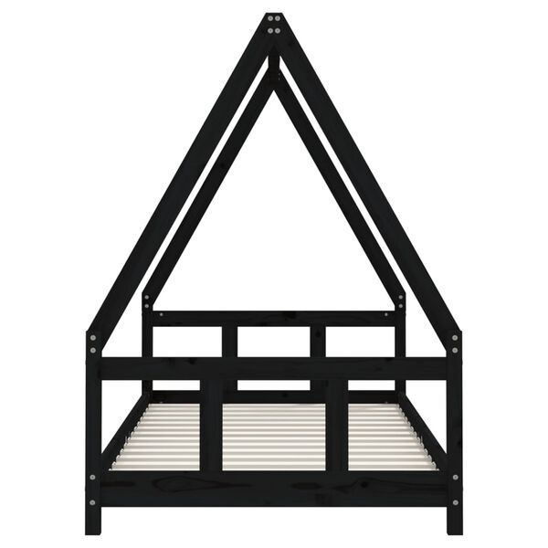 vidaXL Kinderbett Schwarz 90x190 cm Massivholz Kiefer