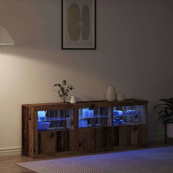 vidaXL LED-Sideboard Altholz 181 x 37 x 67 cm Holzwerkstoff