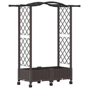 vidaXL Hochbeet mit Rankgitter und Dach Grau 204 x 40 x 138 cm PP