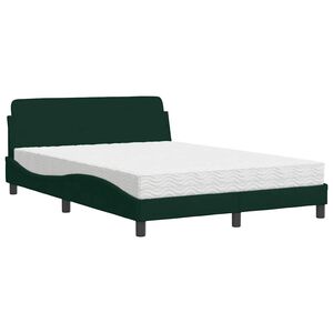 vidaXL Bett mit Matratze "Dover" Dunkelgr&uuml;n 120x200 cm Samt