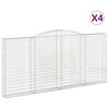 vidaXL Gabionen mit Hochbogen 4 Stk. 400x30x180/200cm Verzinktes Eisen