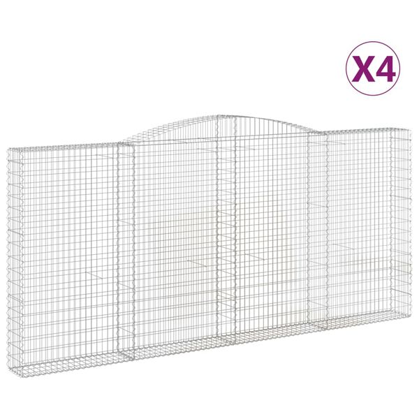 vidaXL Gabionen mit Hochbogen 4 Stk. 400x30x180/200cm Verzinktes Eisen