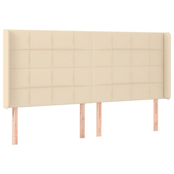 vidaXL LED Kopfteil Creme 163x16x118/128 cm Stoff