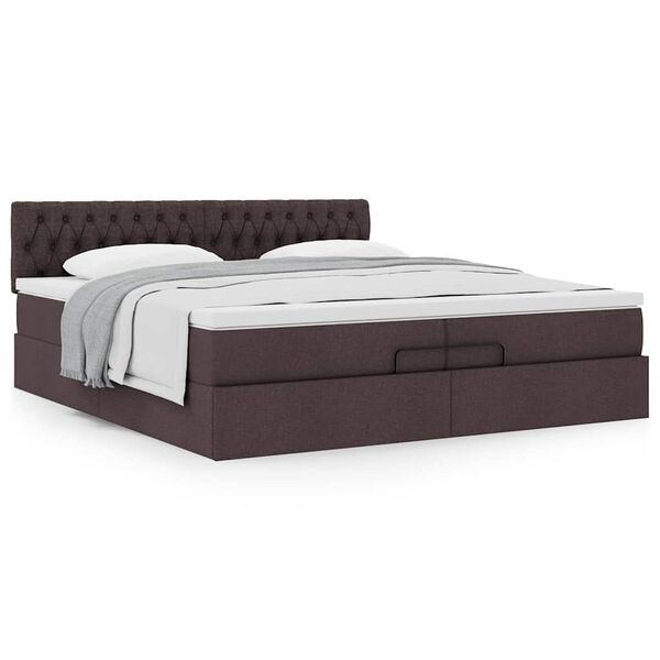 vidaXL Ottoman-Bett mit Matratze Dunkelbraun 200x200 cm Stoff