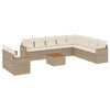 vidaXL 11-tlg. Garten-Sofagarnitur mit Kissen Beige Poly Rattan