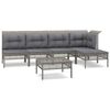 vidaXL 6-tlg. Garten-Lounge-Set mit Kissen Grau Poly Rattan