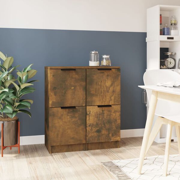 vidaXL Sideboards 2 Stk. R&auml;uchereiche 30x30x70 cm Holzwerkstoff