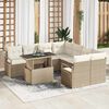 vidaXL Garten-Sofa-Set mit Kissen 9 pcs Beige und Creme Poly-Rattan