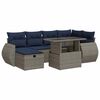 vidaXL 7-tlg. Garten-Sofagarnitur mit Kissen Grau Poly Rattan Akazie