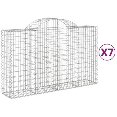 vidaXL Gabionen mit Hochbogen 7 Stk. 200x50x120/140cm Verzinktes Eisen