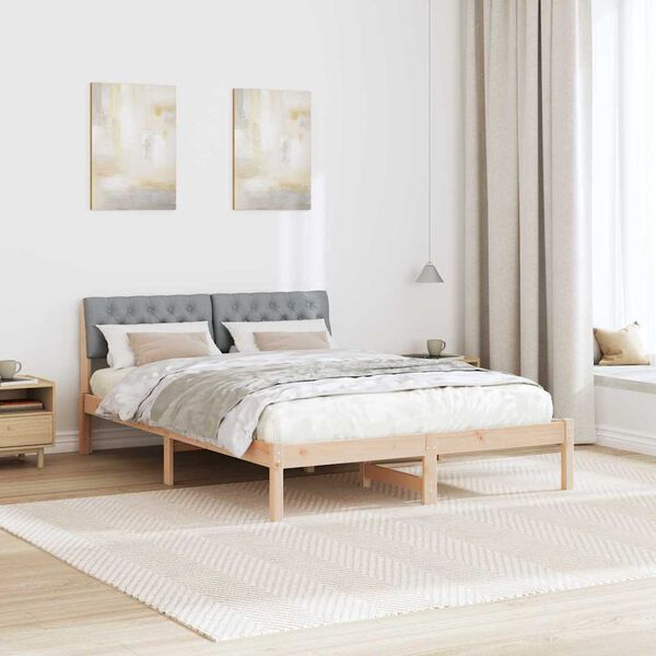 vidaXL Bettgestell Braun und hellgrau 150 x 200 cm Massivholz Kiefer