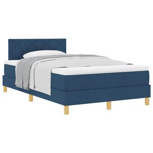vidaXL Boxspringbett mit Matratze mit Kopfteil Blau 120 x 190 cm Stoff