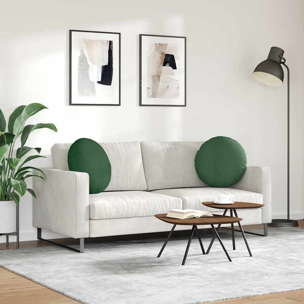 vidaXL Sitzkissen 2 pcs Dunkelgr&uuml;n &Oslash; 50 cm Cordstoff