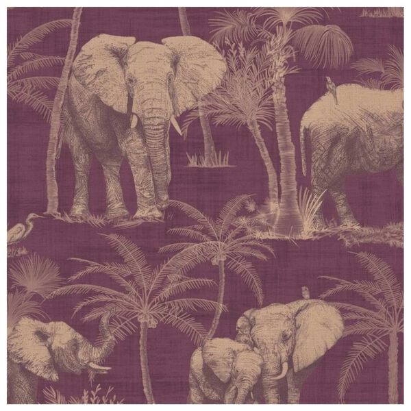 DUTCH WALLCOVERINGS Tapete Elephant Grove Aubergine
