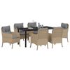 vidaXL Garten Essgruppe mit Kissen 7 pcs Beige Poly-Rattan