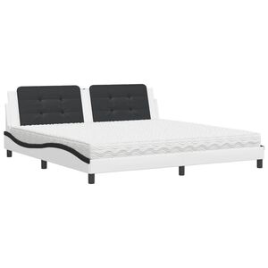 vidaXL Bett mit Matratze "Zadar" Wei&szlig; und Schwarz 200x200 cm Kunstleder