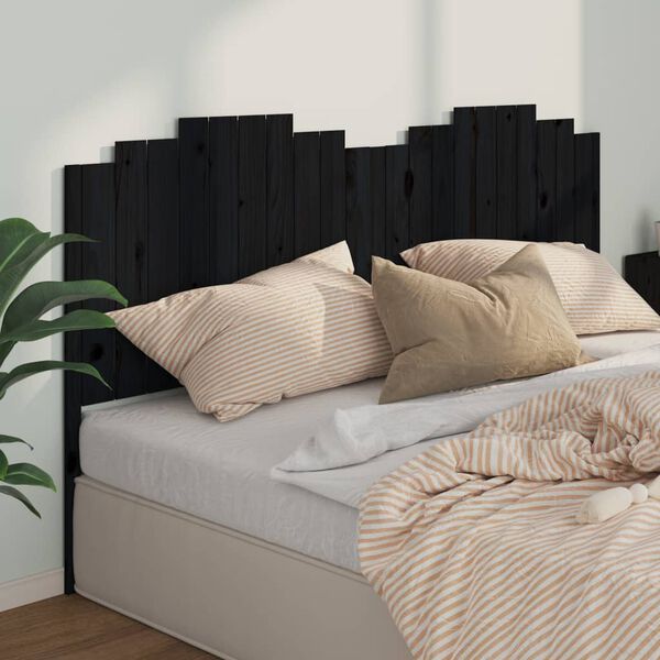 vidaXL Kopfteil Schwarz 206x4x110 cm Massivholz Kiefer