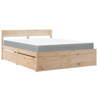 vidaXL Bett mit Schubladen und Matratze 160x200 cm Massivholz Kiefer