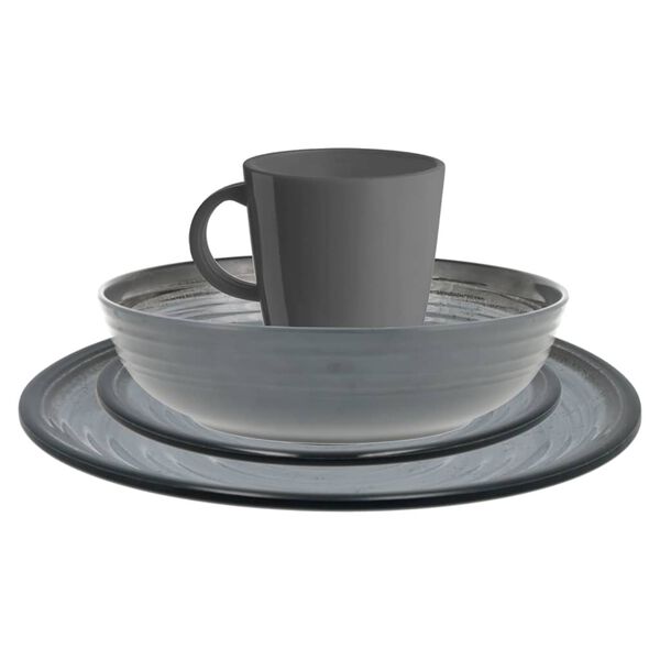Travellife 16-tlg. Luxus Geschirr-Set J&aacute;vea Dunkelgrau