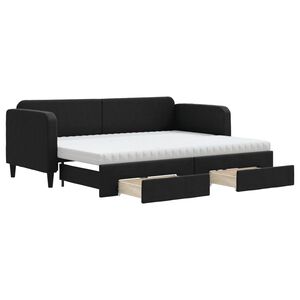 vidaXL Tagesbett Ausziehbar mit Schubladen Schwarz 80x200 cm Stoff