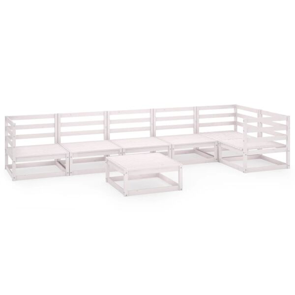 vidaXL 7-tlg. Garten-Lounge-Set Wei&szlig; Massivholz Kiefer