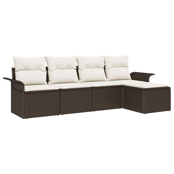 vidaXL Outdoor-Sofa mit Kissen 5 pcs Braun Poly-Rattan