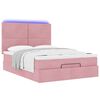 vidaXL Ottoman-Bett mit Matratzen & LEDs Rosa 140x200 cm Samt