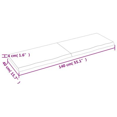 vidaXL Waschtischplatte 140x40x(2-4) cm Massivholz Unbehandelt