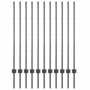 vidaXL Zaunpfosten 11 pcs Grau 120 cm Stahl