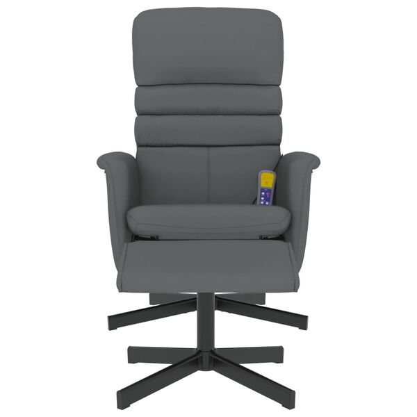 vidaXL Massagesessel mit Fu&szlig;hocker Grau Kunstleder