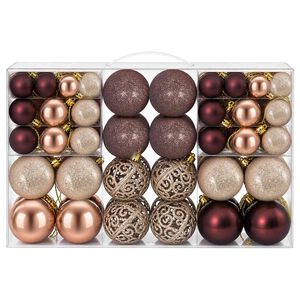vidaXL Weihnachtskugeln 100 Stk. Champagner und Braun 3 / 4 / 6 cm